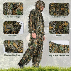 3D Leafy Camouflage Ghillie Suit for Outdoor Game & Halloween