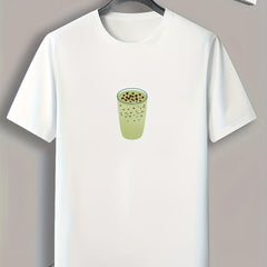 Men's Drink Print Comfy T Shirt for Summer