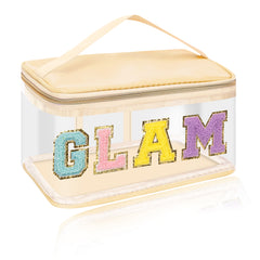 Chenille Letter Clear Makeup Bag Waterproof Glitter Cosmetic Handbag
