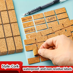 Waterproof Removable Cork Label Stickers Various Sizes Brown Name Label Sticker