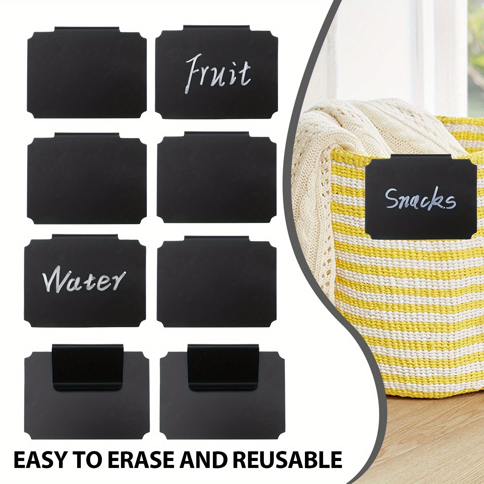 10pcs Removable Basket Labels Clip On For Kitchen Storage Rack
