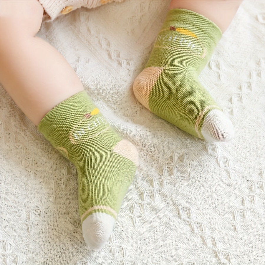 5pairs Baby Girls Cartoon Pattern Sweet Socks Breathable Soft Comfy Socks