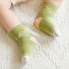 5pairs Baby Girls Cartoon Pattern Sweet Socks Breathable Soft Comfy Socks