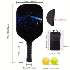 Fiberglass & Carbon Fiber Pickleball Set, 2 Rackets, 4 Balls, 1 Bag