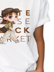 Cartoon Girl Graphic T-shirt for Kids