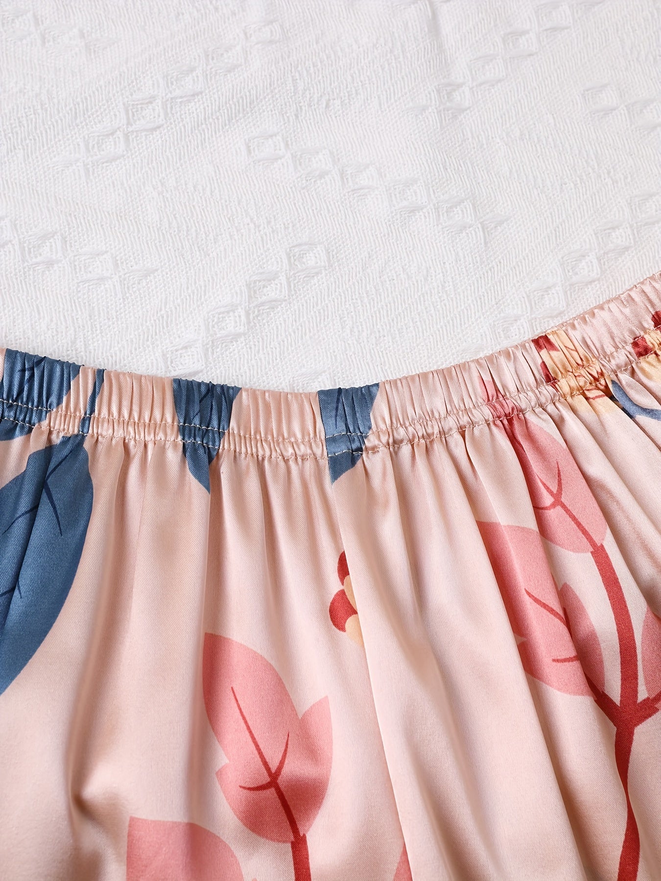 Floral Print Pajama Set Long Sleeve Buttons Top & Elastic Waistband Pants