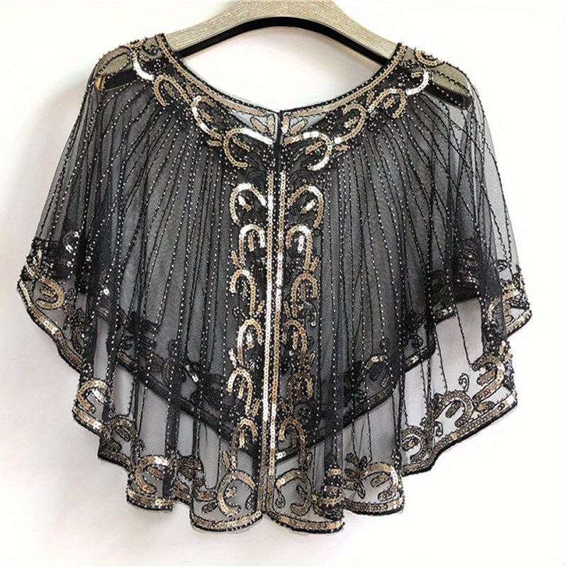 Vintage Sequin Embroidered Shawl 1920s Wraps Beaded Bridal Shawls