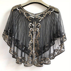 Vintage Sequin Embroidered Shawl 1920s Wraps Beaded Bridal Shawls