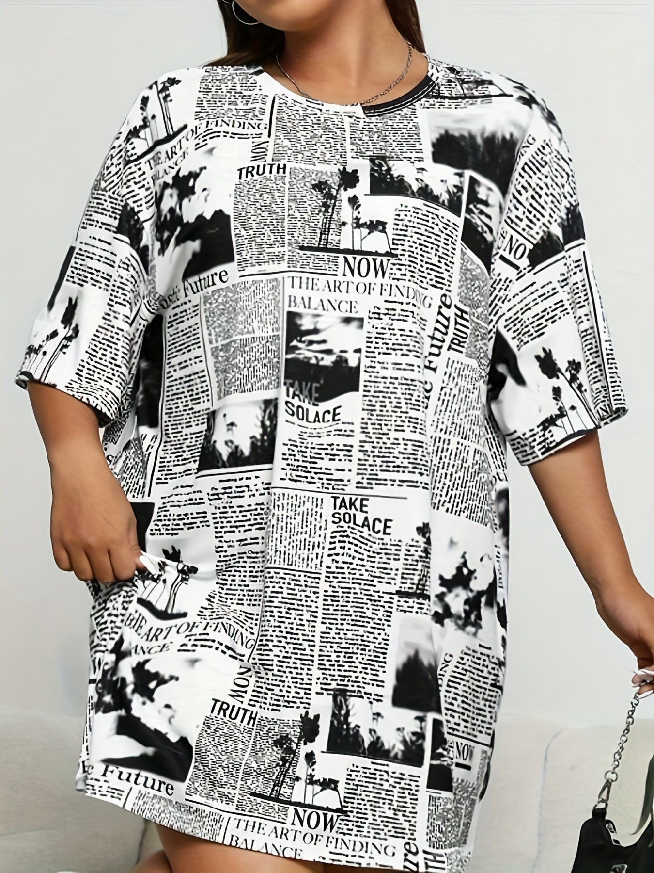 Newspaper Print Tee Sleep Dress
