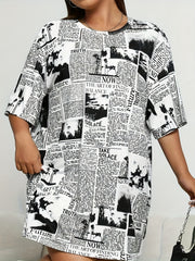 Newspaper Print Tee Sleep Dress