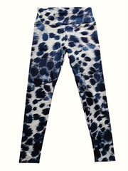 Grey Leopard Print High Waist Tummy Control Fitness Pants