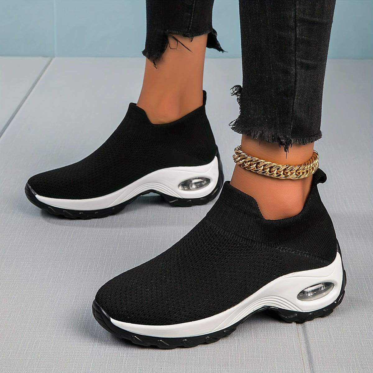 Women's Chunky Sneakers Slip On Air Cushion Shoes Lightweight