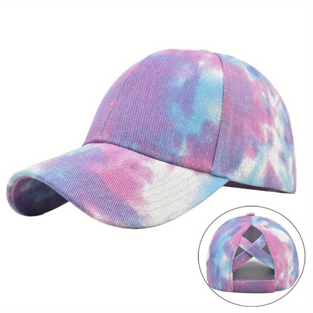Rainbow Tie Dye Ponytail Baseball Cap Dad Hat