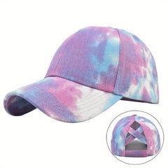 Rainbow Tie Dye Ponytail Baseball Cap Dad Hat