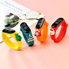 Boys Casual Cartoon Figure LED Watch Adjustable Silicone Strap