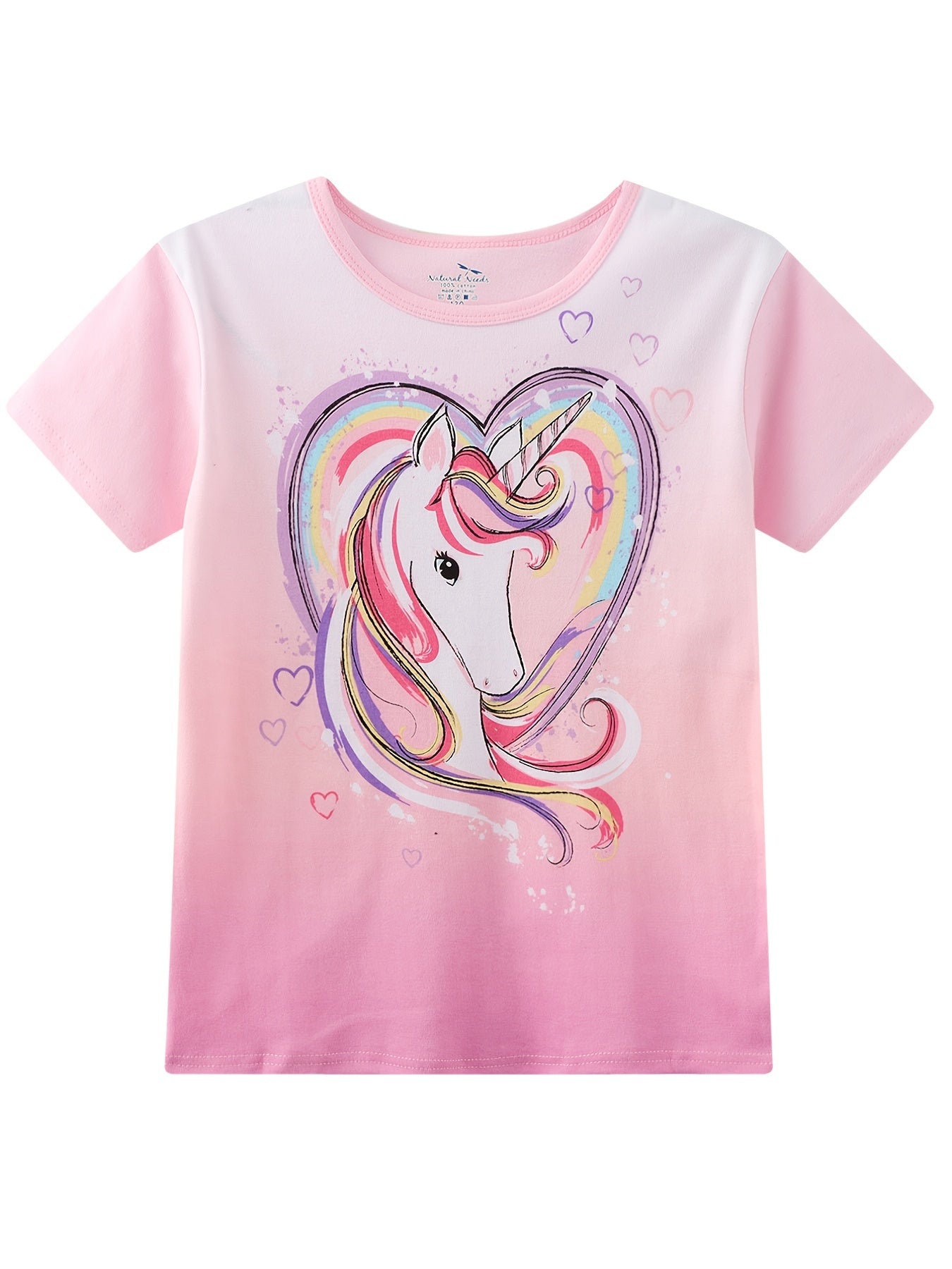 Girls Unicorn Pajama Set Short Sleeve T-shirt Shorts Summer