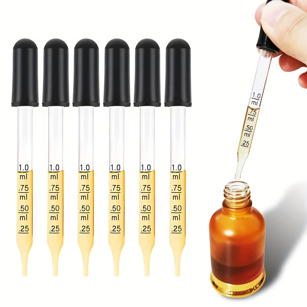 1ml Glass Dropper Pipette Rubber Tip Straight Pointed Easy Measuring
