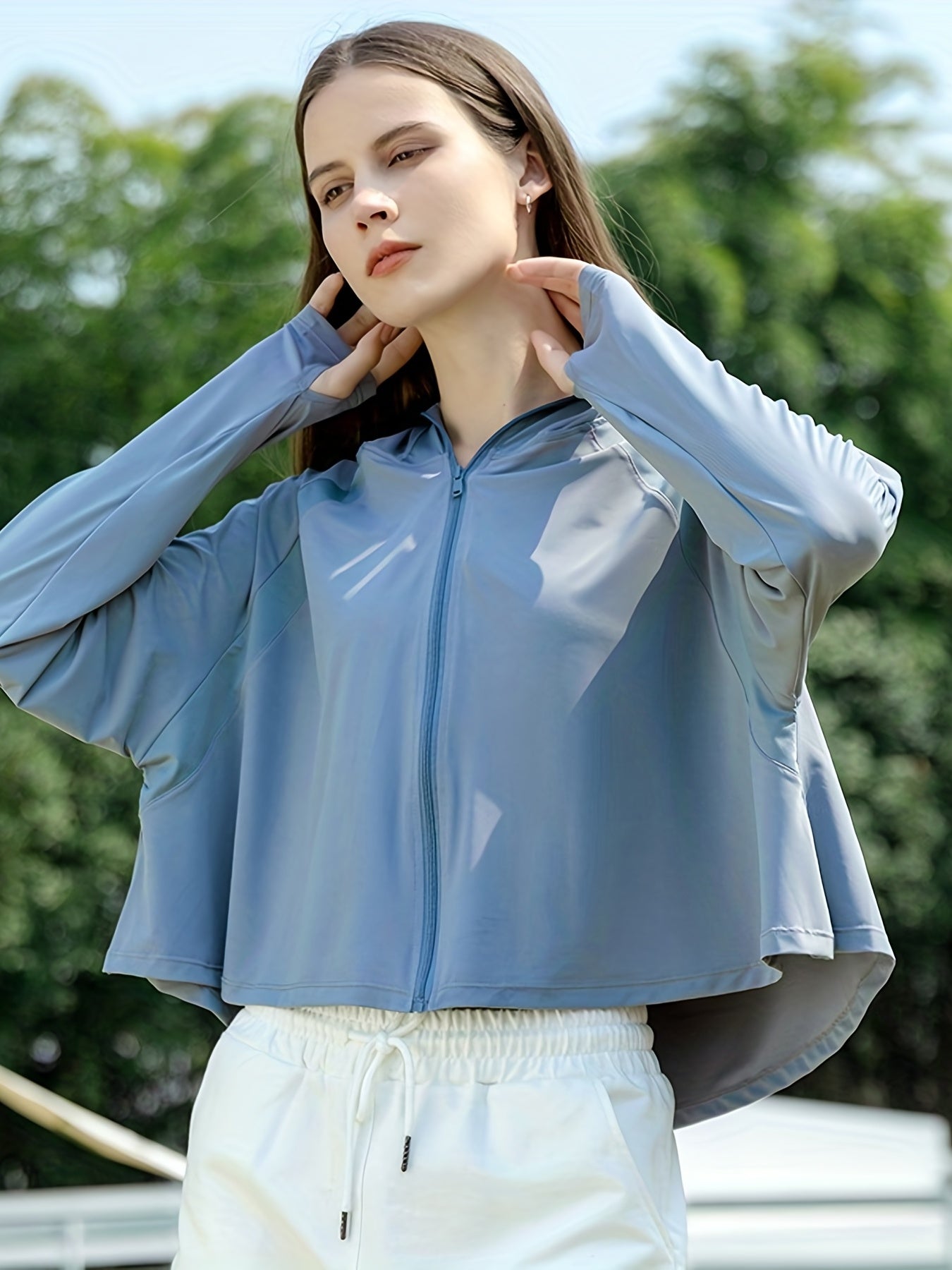 Women's Sun Protection Jacket with Hooded Mask