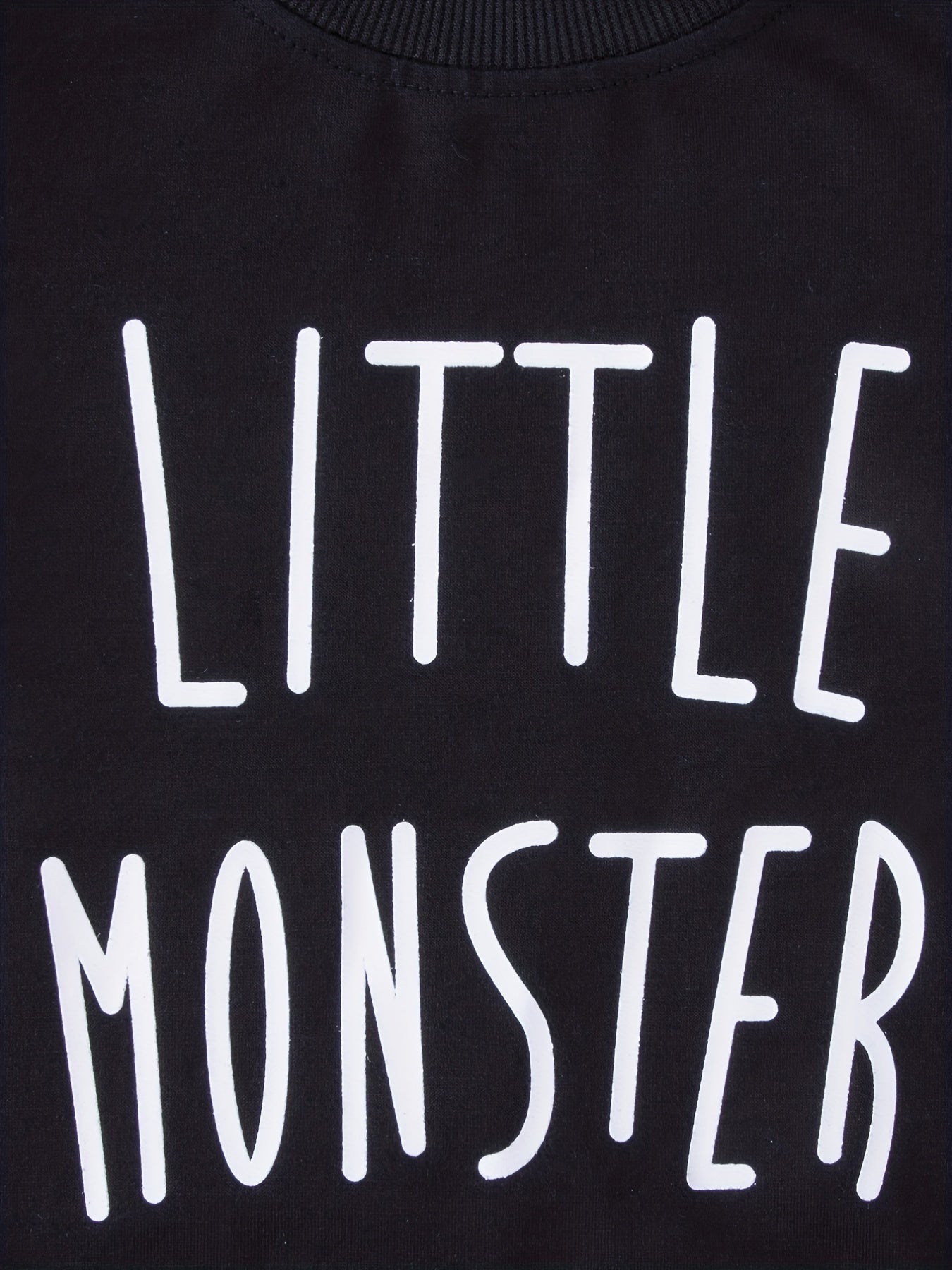 LITTLE MONSTER Letter Print Boys Casual Sweatshirt Long Sleeve Crew Neck Tops