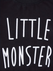 LITTLE MONSTER Letter Print Boys Casual Sweatshirt Long Sleeve Crew Neck Tops