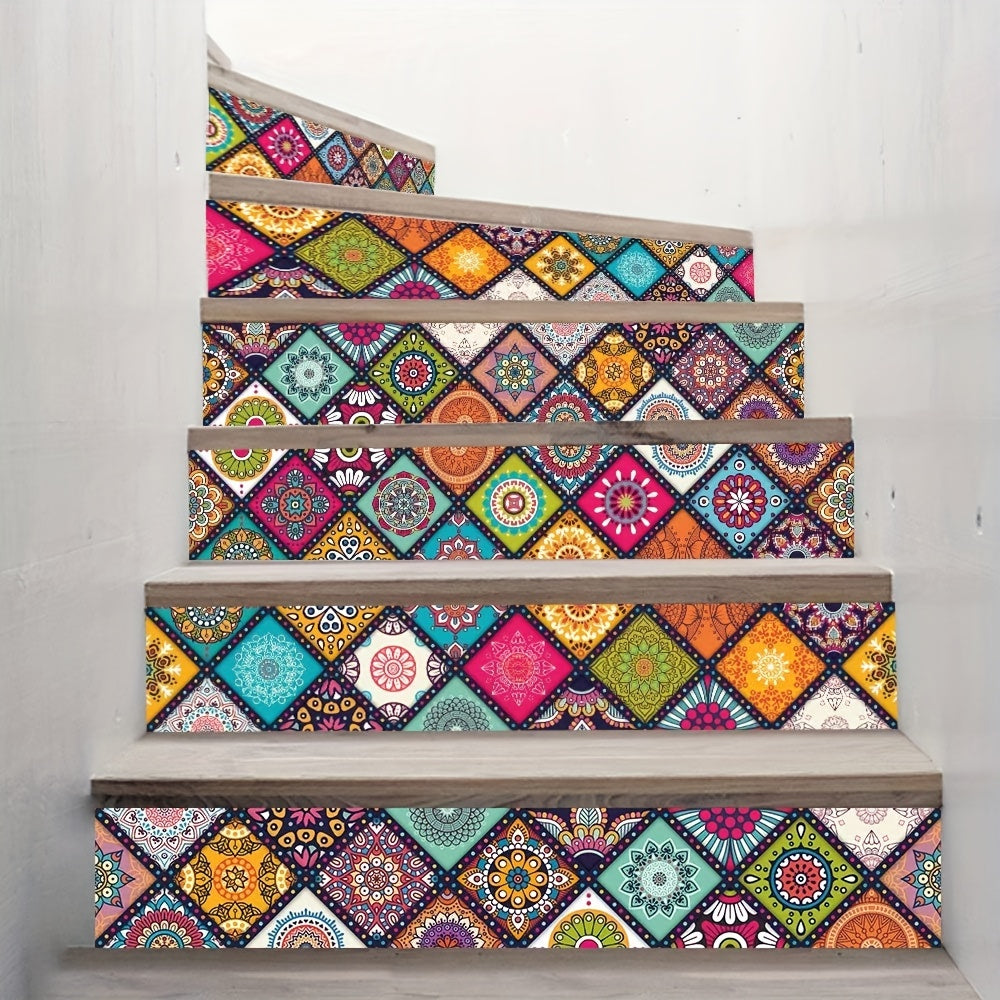 6pcs Peel And Stick Stair Riser Stickers Self Adhesive Staircase Decals