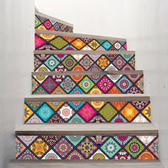 6pcs Peel And Stick Stair Riser Stickers Self Adhesive Staircase Decals