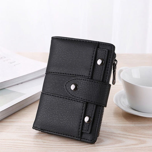 Retro Style Small Wallet Faux Leather Fold Wallet
