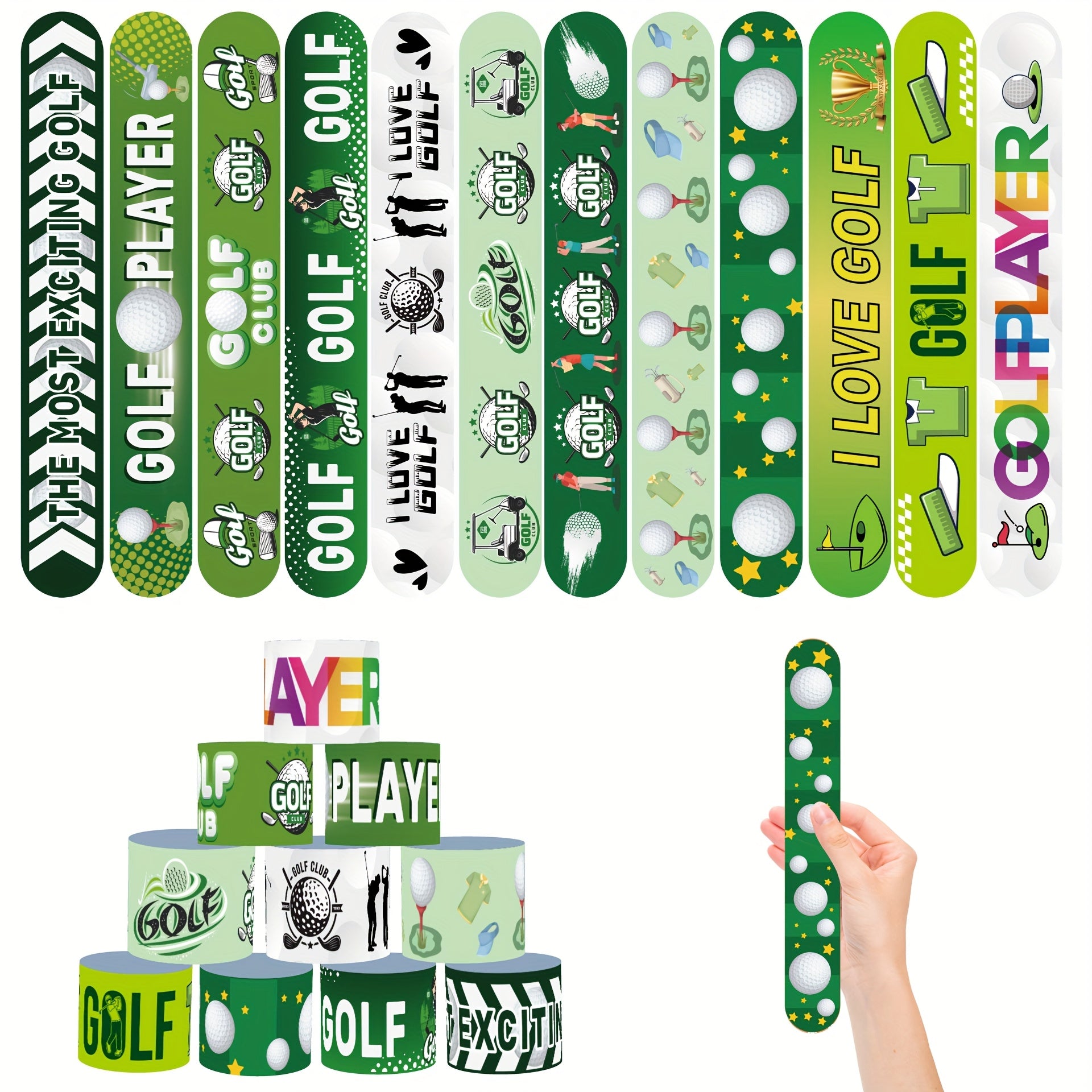 24pcs Golf Party Bracelets Green Scheme Golf Birthday Party Favors