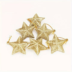 6pcs Small Golden Stars Christmas Tree Decorations