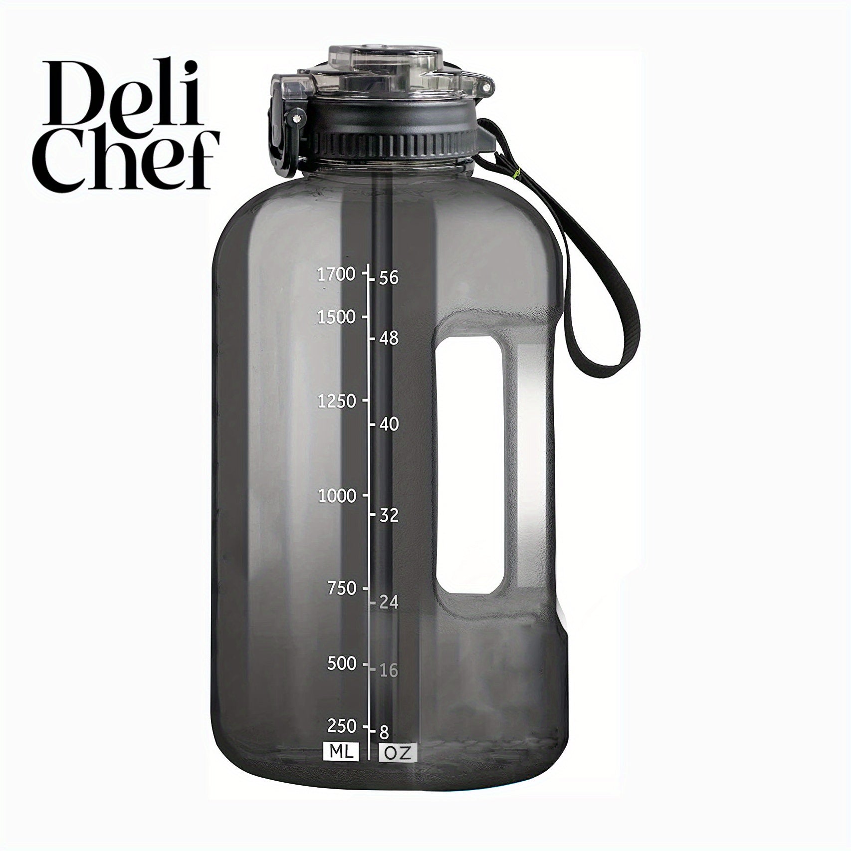 1900ml 64oz Large Capacity Water Bottle with Time Marker and Straw