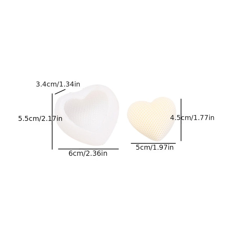 3D Grid Heart Silicone Candle Mold Soap Mousse Chocolate Cake Resin