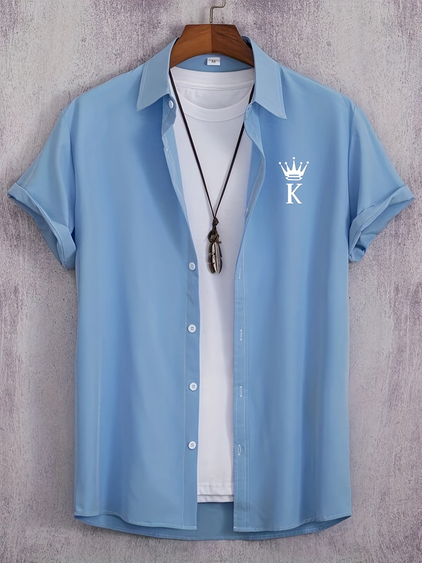 K & Crown Print Short Sleeve Shirt for Vacation