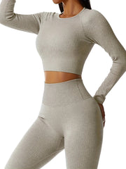 Women's Breathable Long Sleeve Workout Set