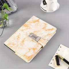 Marbled Vintage Codebook Lock Notebook Soft Transcript