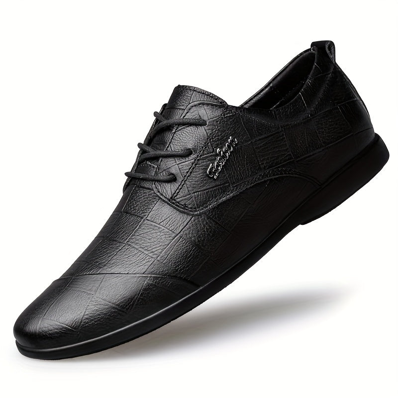 Men's Plaid Leather Derby Shoes British Style Wedding Business