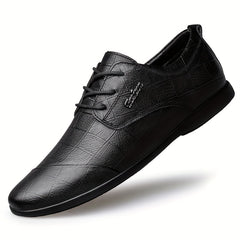 Men's Plaid Leather Derby Shoes British Style Wedding Business