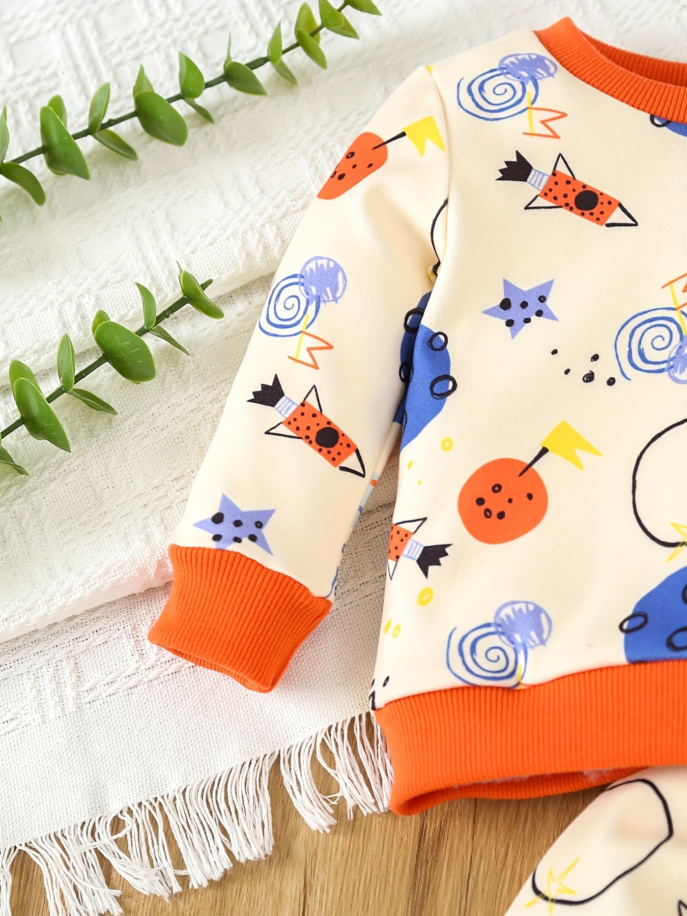 Baby Boy Cartoon Graphic Pullover Top Pants Set Pajama Set