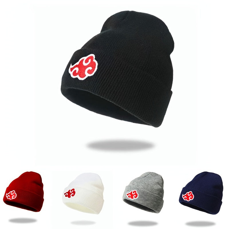 Men's Cloud Embroidered Knitted Beanie Anime Hat