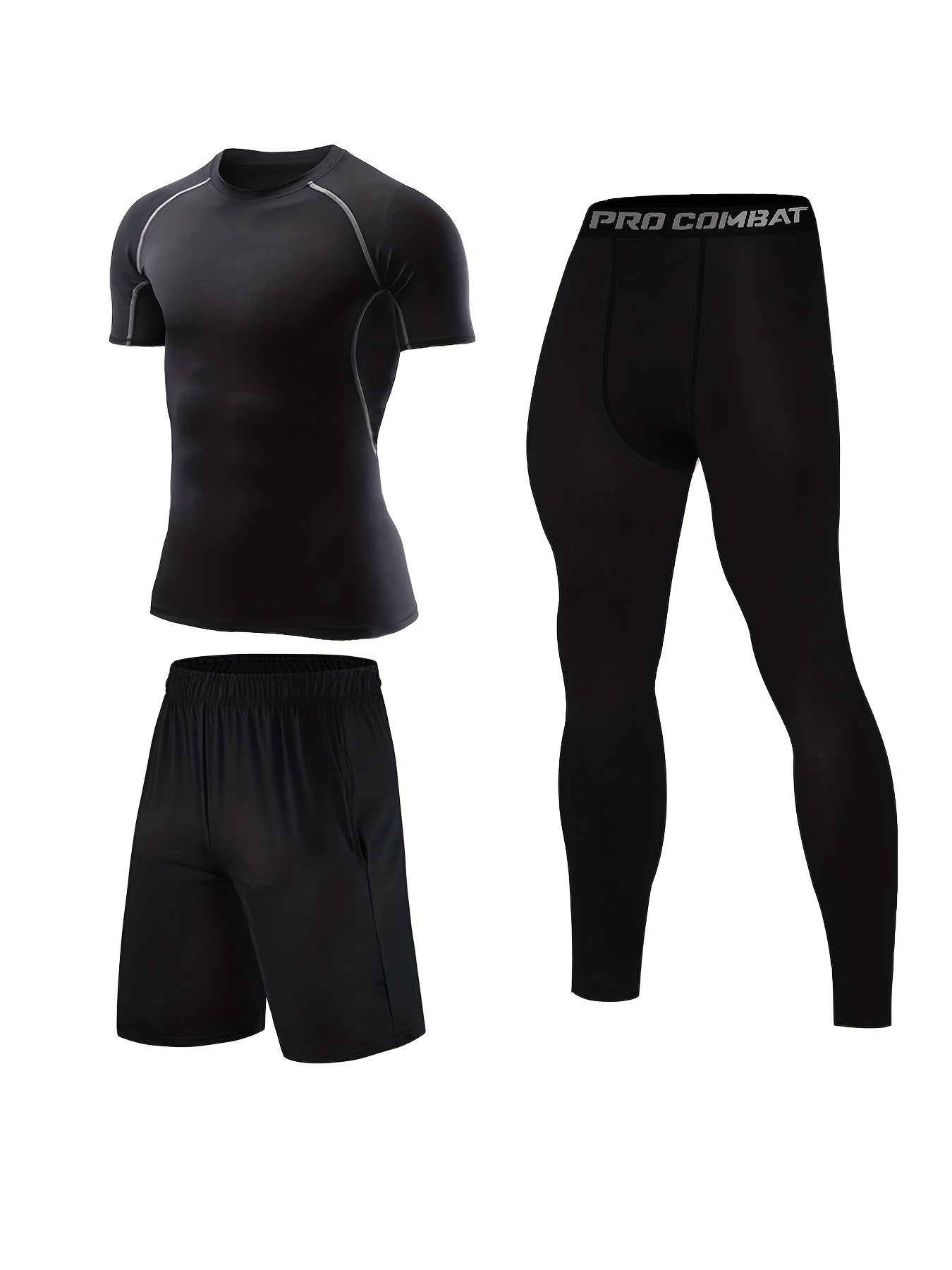 Men's 3-Piece Compression Suit Quick Drying - Sports & Fitness