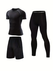 Men's 3-Piece Compression Suit Quick Drying - Sports & Fitness