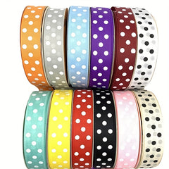 Polka Dot Printed Satin Ribbons 25mm 2 Yards Wedding Gift Wrapping Decoration