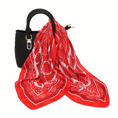 Vintage Geometric Print Silk Neckerchief Head Wrap Hair Accessories