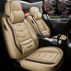 5 seat Full Coverage Faux Leather Car Universal Seat Cover with Waist Support