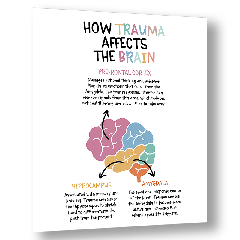 Trauma Brain Poster Affirmations Gift Wall Art