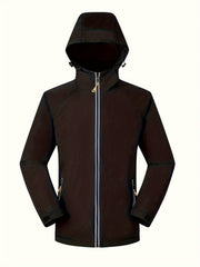 Fleece Liner Hooded Outdoor Jacket With Zipper Pockets