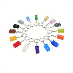 16pcs Building Blocks Keychain Funny Key Ring Purse Bag Backpack Car Charm