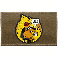 This Is Fine PVC Morale Patch Hook And Loop Funny Tactical Patch For Backpacks