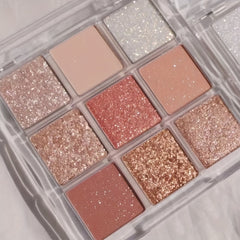 9-Color Waterproof Glitter Eye Shadow Palette with Gradient Shimmer