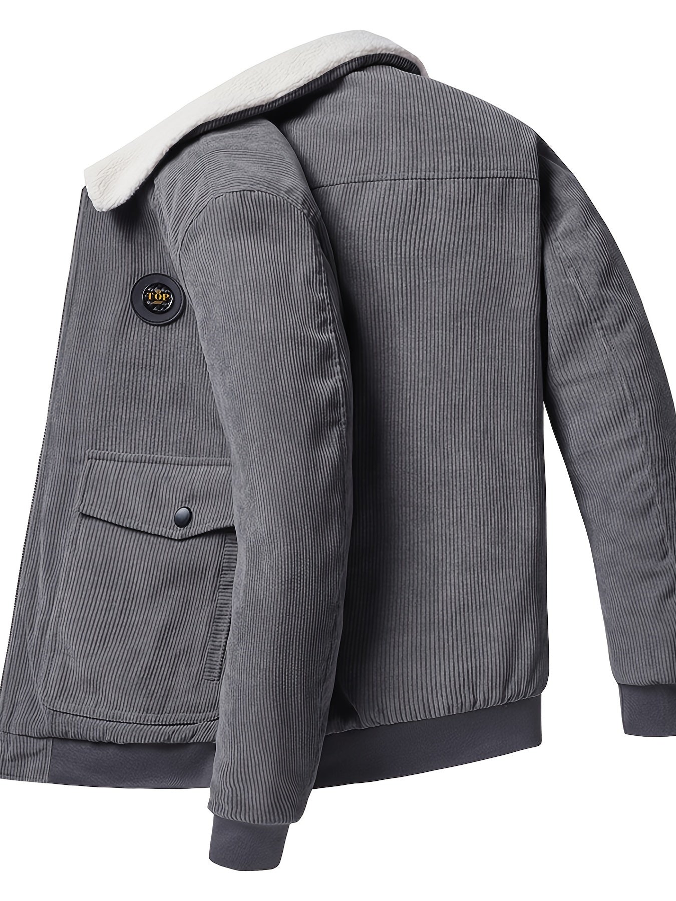 Men's Casual Corduroy Flap Pocket Jacket Coat