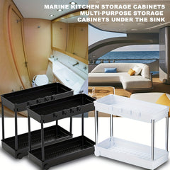 Under Sink Organizer with Sliding Basket and 4 Hooks